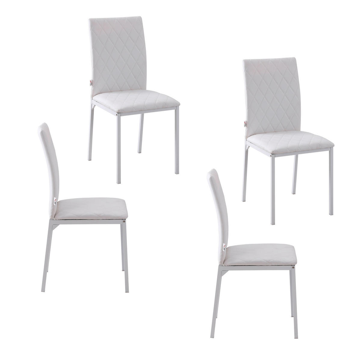 ESSZIMMERSTÜHLE DE-06944 4er-Set mit hoher Rückenlehne und Kunstlederbezug Weiß - Weiß, Metall (50/91/41cm) - ComfortXL
