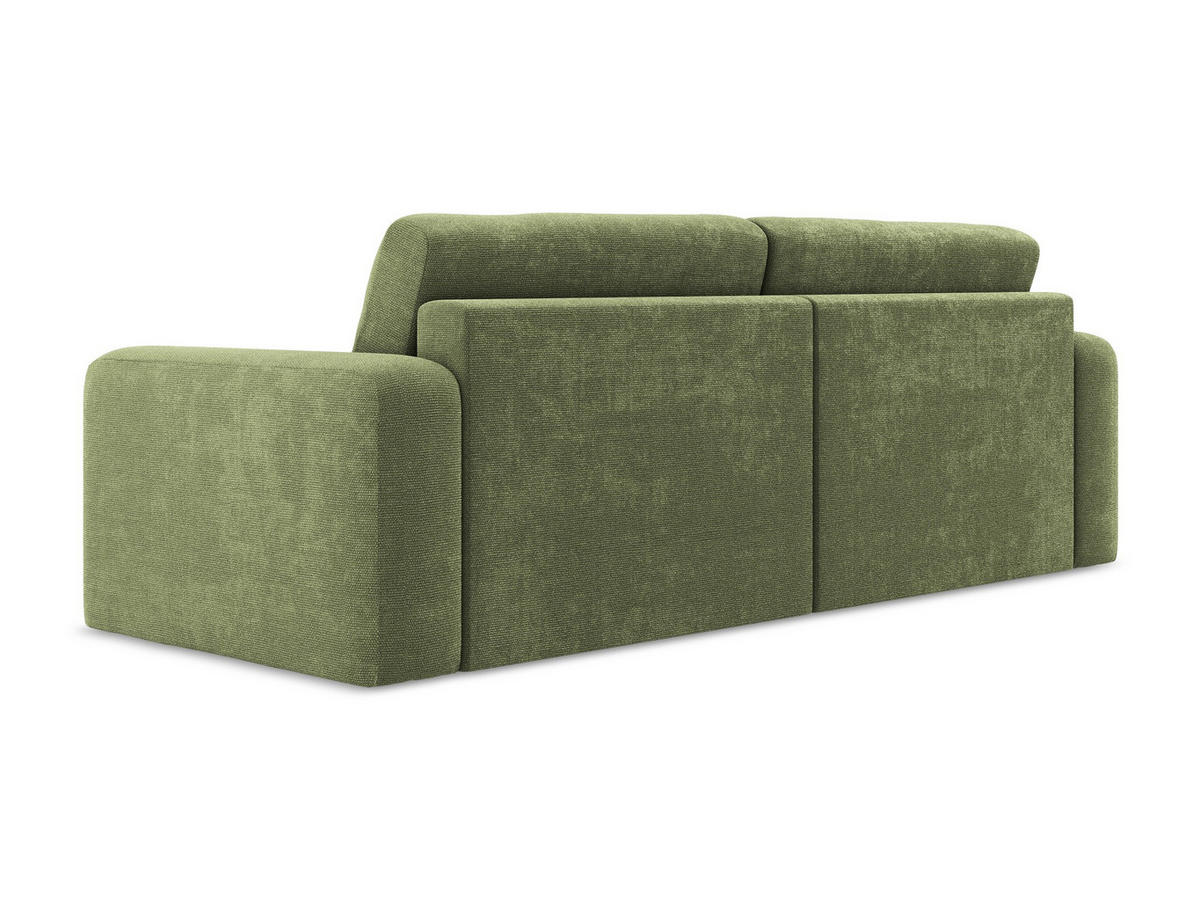 3-SITZER SOFA mit Schlaffunktion Chenille Stoff Grün - Schwarz/Grau, Kunststoff/Textil (244/79/102cm) - Makamii