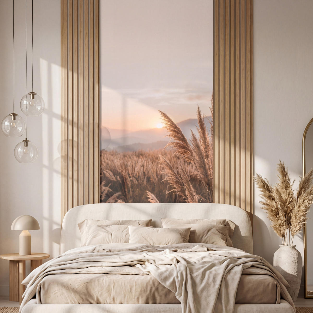 TAPETE - Gras - Feld - Sonne - Natur - 120x300 cm - Sandfarben, Papier (120/300cm) - OnlyWow