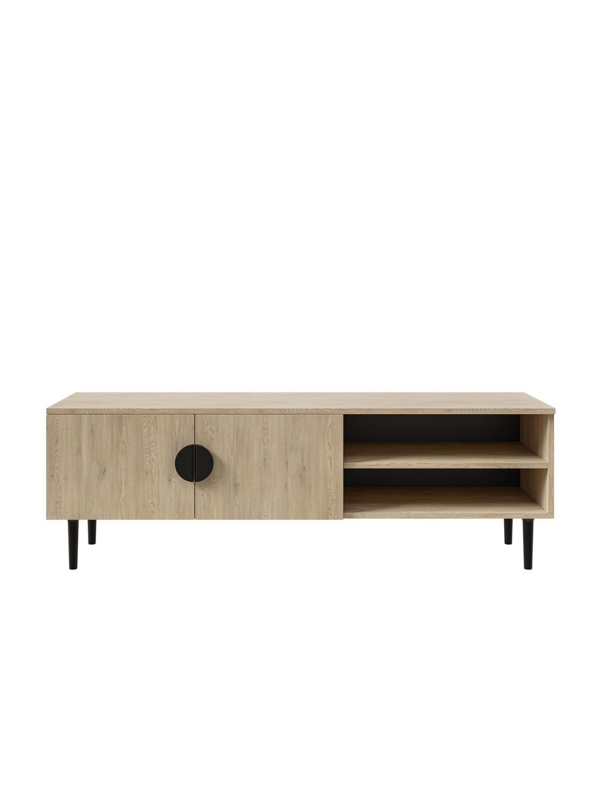TV-SCHRANK Polly 137x45x40 cm - Lowboard mit Stauraum - Tv Ständer aus Laminierter Spanplatte - Eiche hell Farbe - Eichefarben, Holzwerkstoff (135/47/31.6cm) - Chilly
