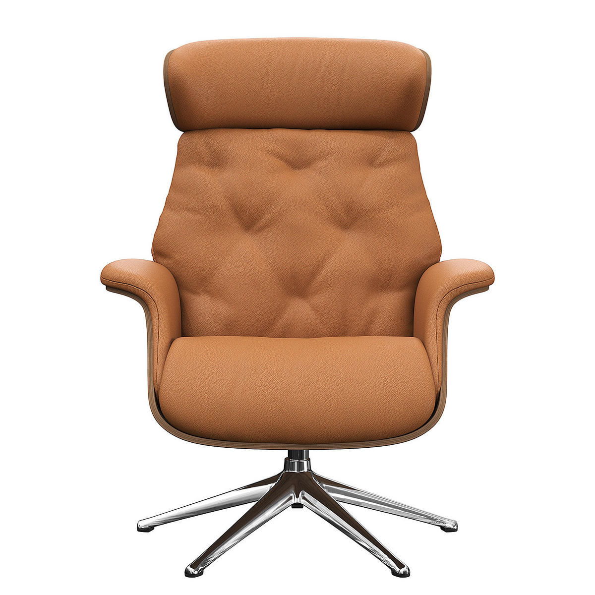 RELAXSESSEL - Echtleder - Chromfarben/Cognac, Leder/Metall (83/110/83cm) - home24