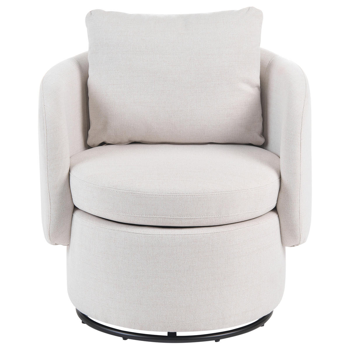 DREHSESSEL mit Stauraum Stoff Cremeweiß Horsens - Creme/Weiß, Textil (72/70/68cm) - Beliani