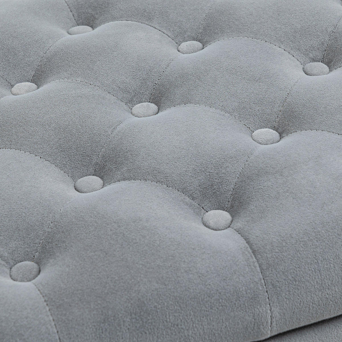 TRUHENBANK DE-07105 Knopfheftung, Samtoptik Grau - Grau, Holz/Textil (48.5/57/126cm) - ComfortXL
