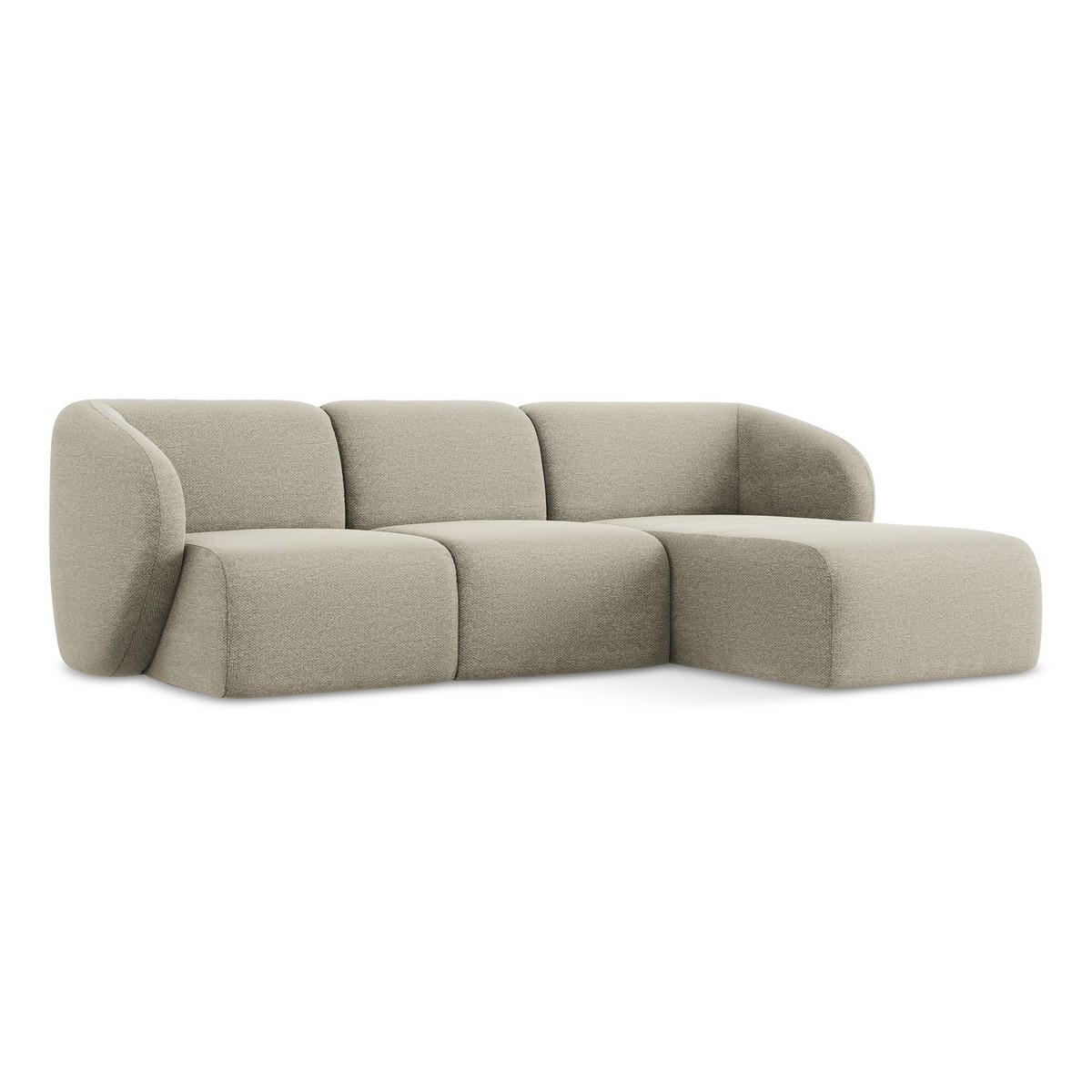 ECKSOFA Rechts Bouclé Stoff Grau - Taupe/Schwarz, Holzwerkstoff/Kunststoff (248/166cm) - LaMiaSofa