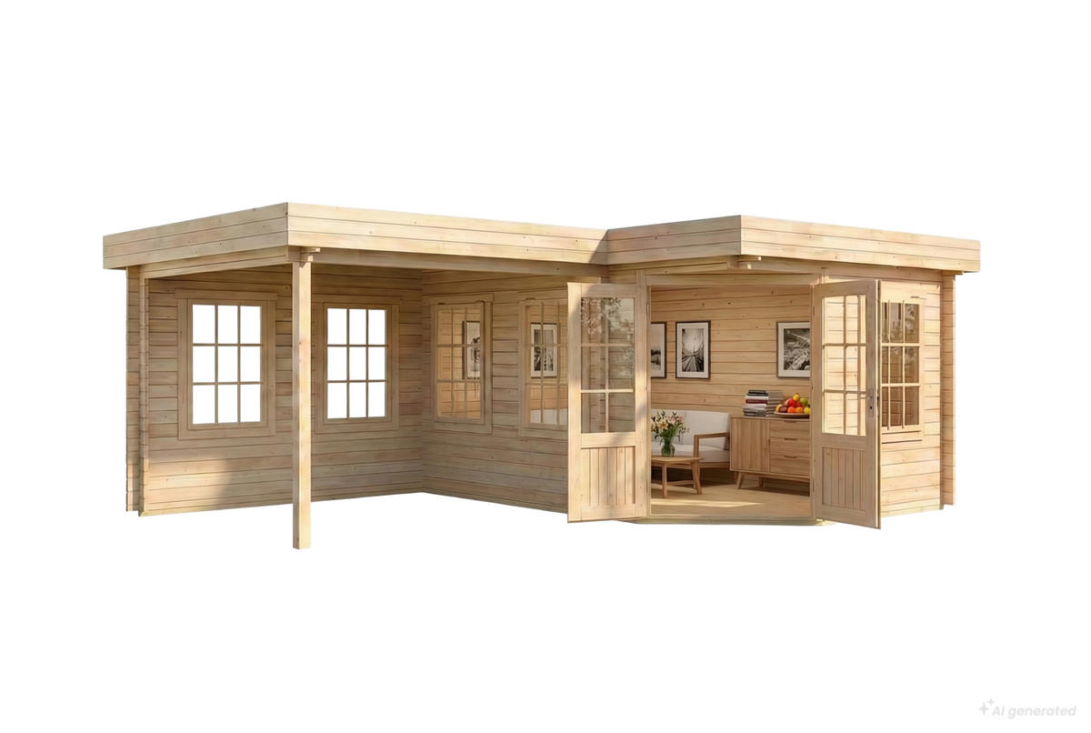 GARTENHAUS Holz Pepe - Naturfarben, Holz (618/228/462cm) - Alpholz