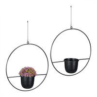 2XBLUMENAMPEL - Schwarz, Kunststoff/Metall (66cm) - Relaxdays