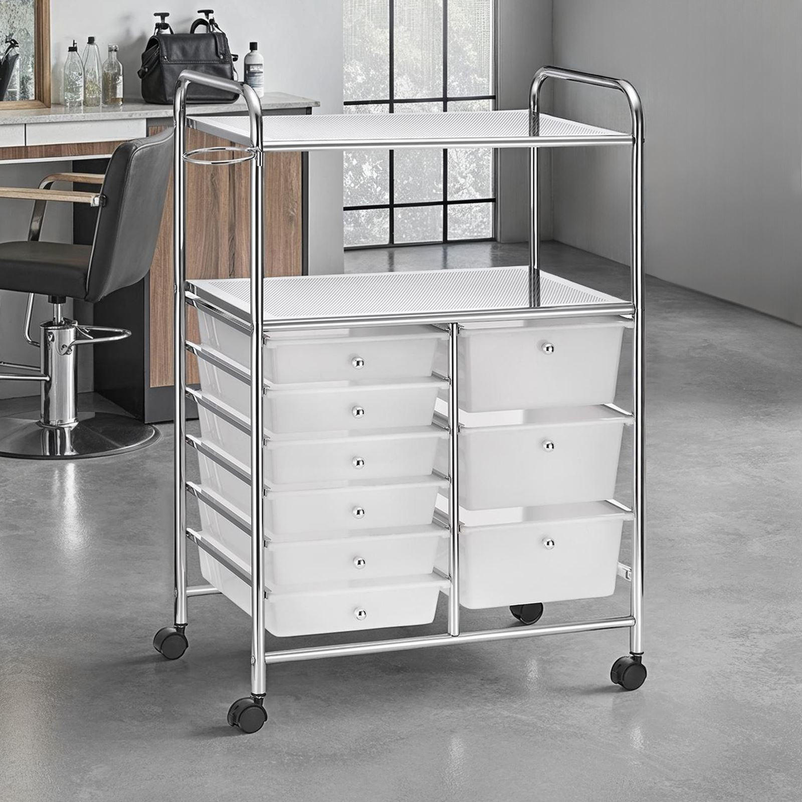 BADROLLWAGEN MARITA - Weiß, Kunststoff/Metall (63/97/39cm) - IDIMEX