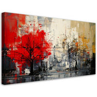 LEINWANDBILD Bäume Landschaft Abstraktion 120x60cm - Rot, Textil (120/60cm) - Feeby