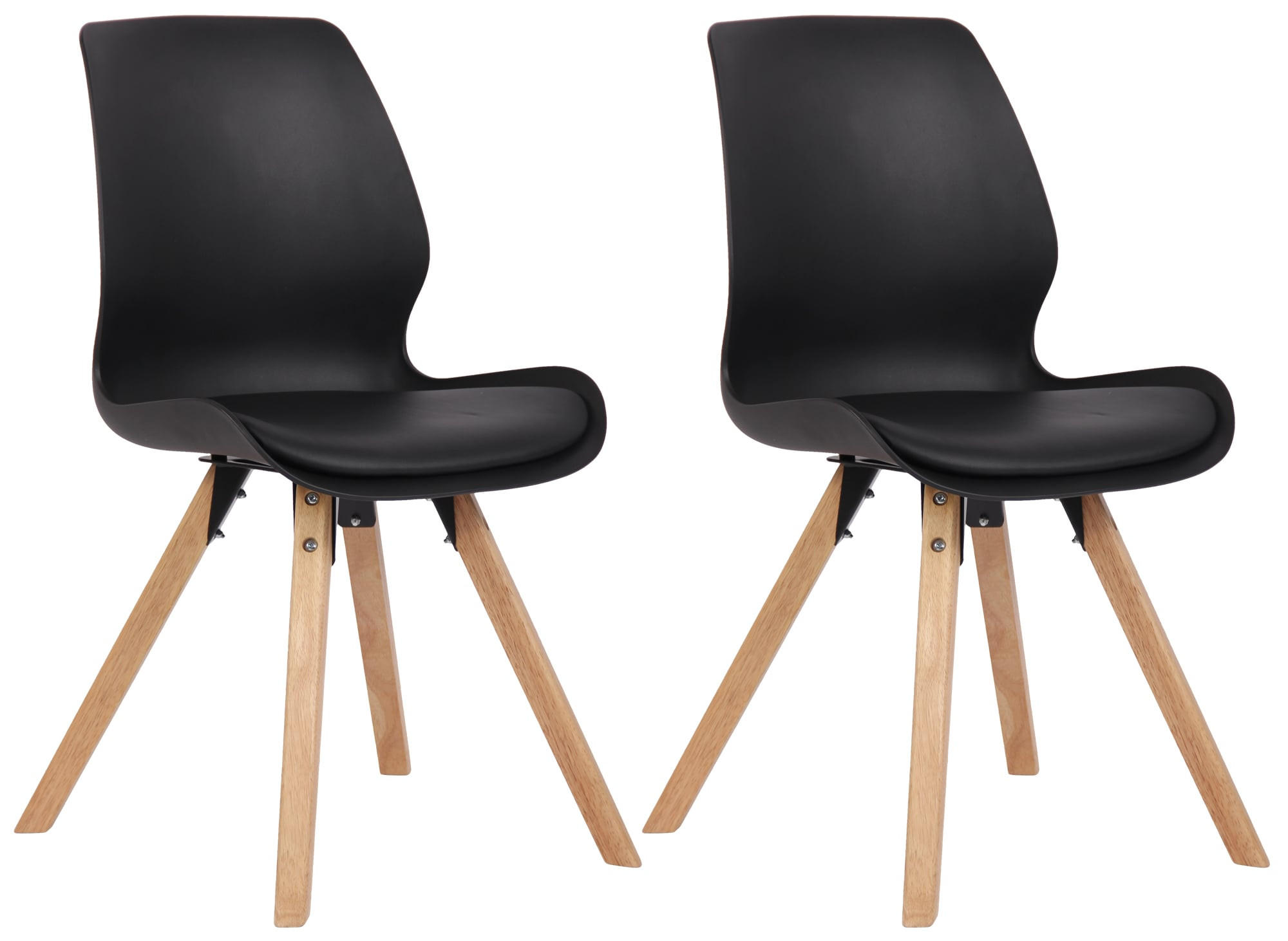 STUHL 2er Set Kunststoff schwarz - Eukalyptusholzfarben/Schwarz, Holz/Kunststoff (48/87/58cm) - CLP