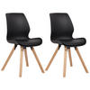 STUHL 2er Set Kunststoff schwarz - Eukalyptusholzfarben/Schwarz, Holz/Kunststoff (48/87/58cm) - CLP