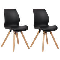 STUHL 2er Set Kunststoff schwarz - Eukalyptusholzfarben/Schwarz, Holz/Kunststoff (48/87/58cm) - CLP