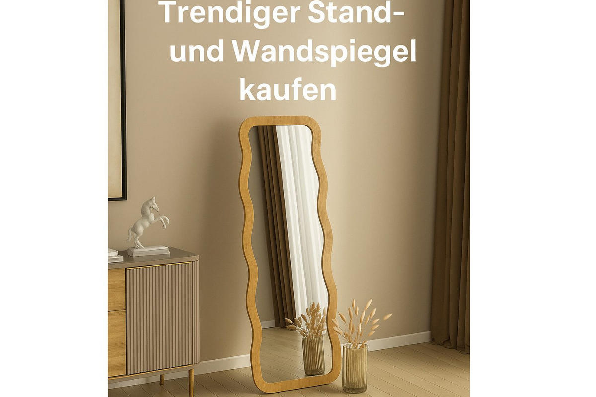 GANZKÖRPERSPIEGEL Beige Wellenform,freistehend - Beige, Glas (50/160/2cm) - Ibonto