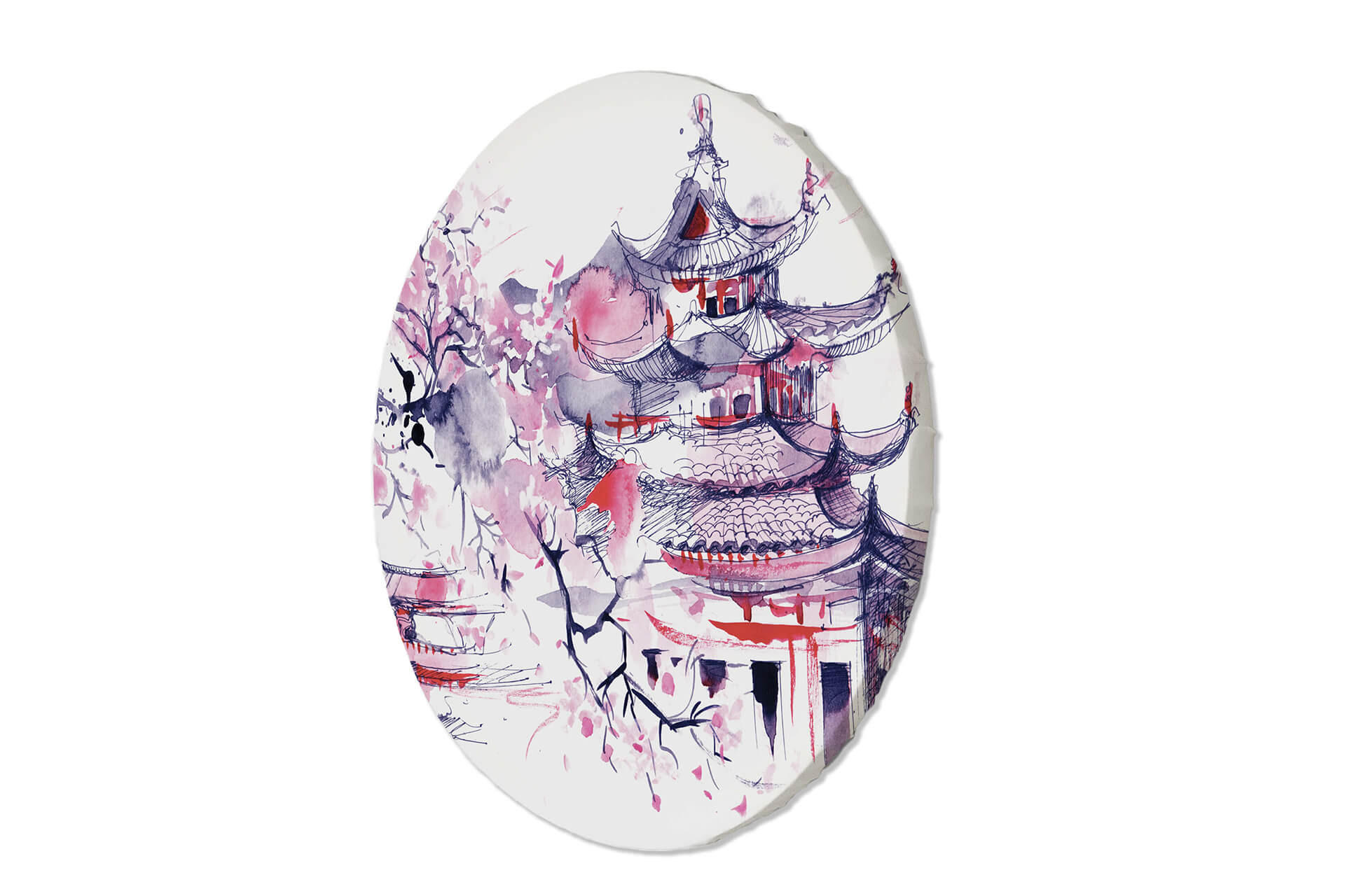 RUNDES BILD Rosa 80/80 cm - Pink/Weiß, Textil (80/80cm) - KUNSTLOFT