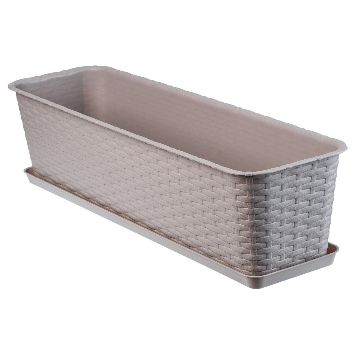 BALKONKASTEN mit Untersetzer 60 cm, Beige - Beige, Kunststoff (17/60cm) - KADAX