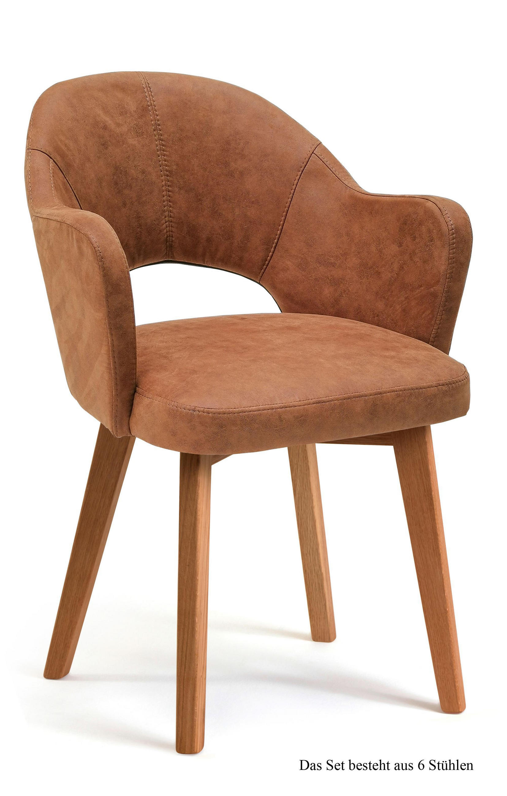 ARMLEHNSTUHL (6er-Set) Darsie 59x87x61 Eiche geölt/Cognac - Cognac/Eichefarben, Kunststoff (61/87/59cm) - 58aufmkessel