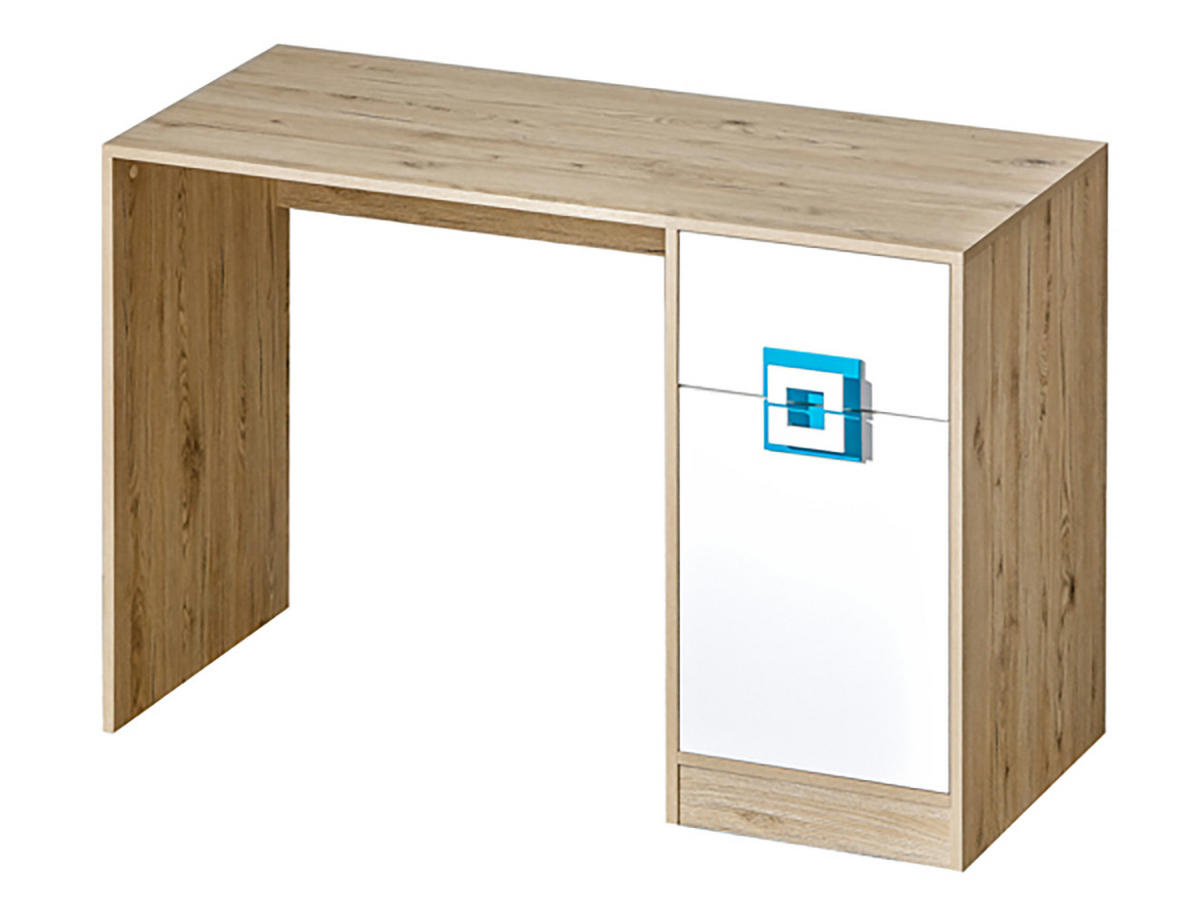 SCHREIBTISCH Nico Eiche hell / Weiß-Türkis 120 / 50 / 78cm - Türkis/Hellbraun, Holz/Holzwerkstoff (50/120/78cm) - Feldmann-Wohnen
