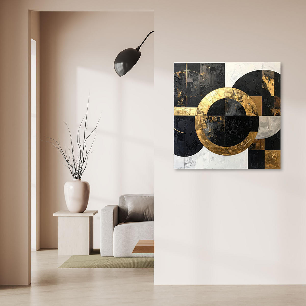 LEINWANDBILD 3D und geometrisch 50x50cm - Goldfarben, Textil (50/50cm) - Feeby