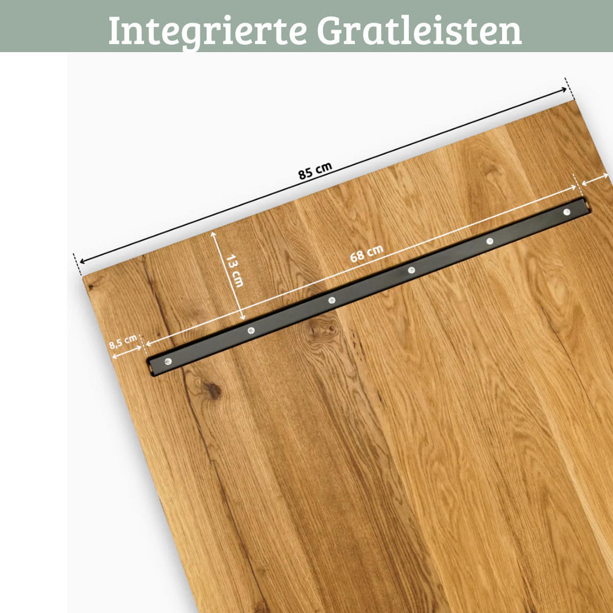 MASSIVHOLZPLATTE Eiche ERIK 180x85 cm Tischplatte rechteckig - Braun, Holz (180/85/4cm) - DELUKE