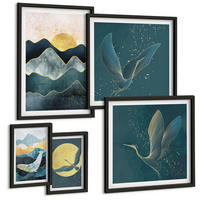BILDER SET 5er Set - 50x50 cm & 20x30 cm & 40x60 cm Schwarzer Rahmen - Familie, Liebe, Wärme, Zuhause - Schwarz, Kunststoff (40/60cm) - TULUP
