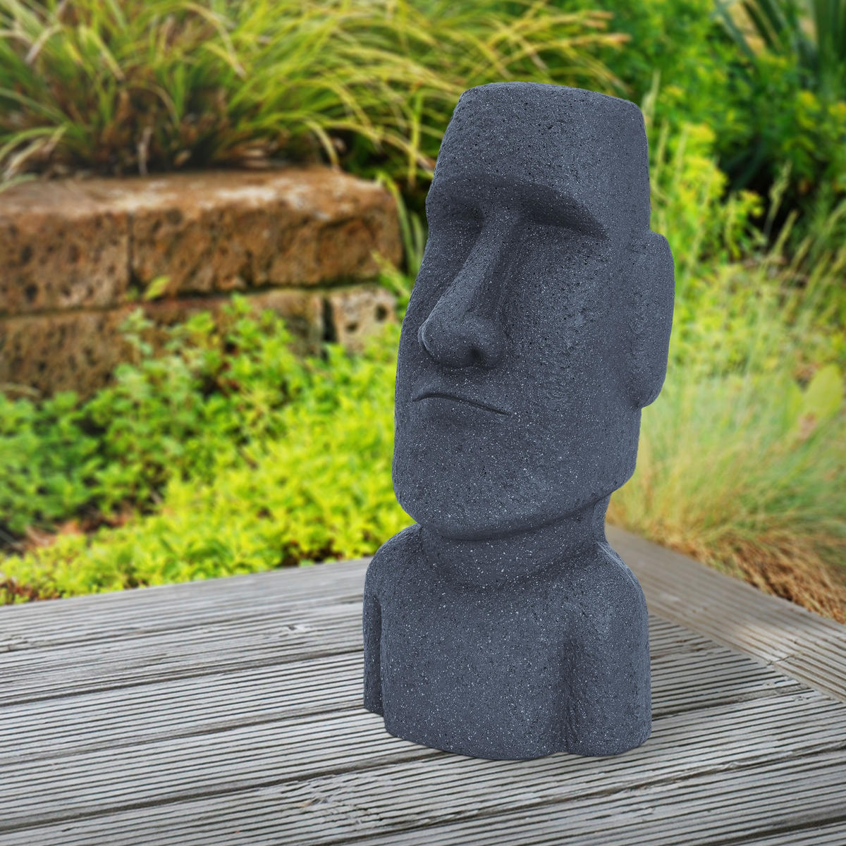 MOAI RAPA NUIL KOPF STATUE Grau 53,5 cm - Grau, Kunststoff (19/53.5/26.5cm) - ECD-Germany