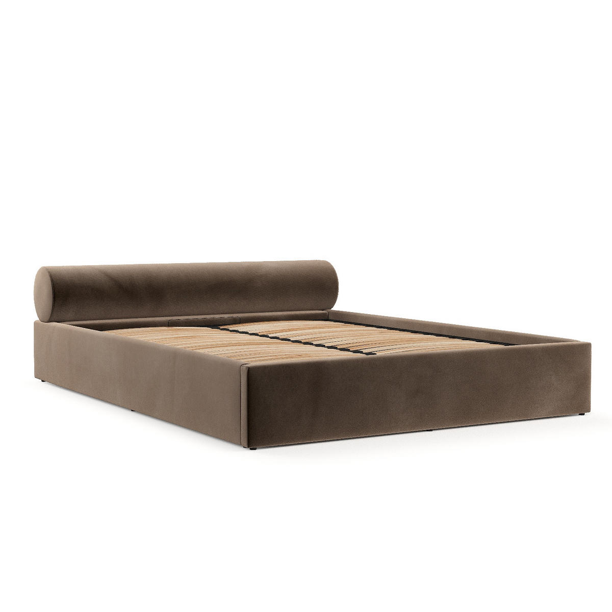 POLSTERBETT Solvo mit Stauraum 180/200 cm Braun im Paros Stoff - Schwarz/Naturfarben, Holz/Holzwerkstoff (180/200cm) - AltaBeds