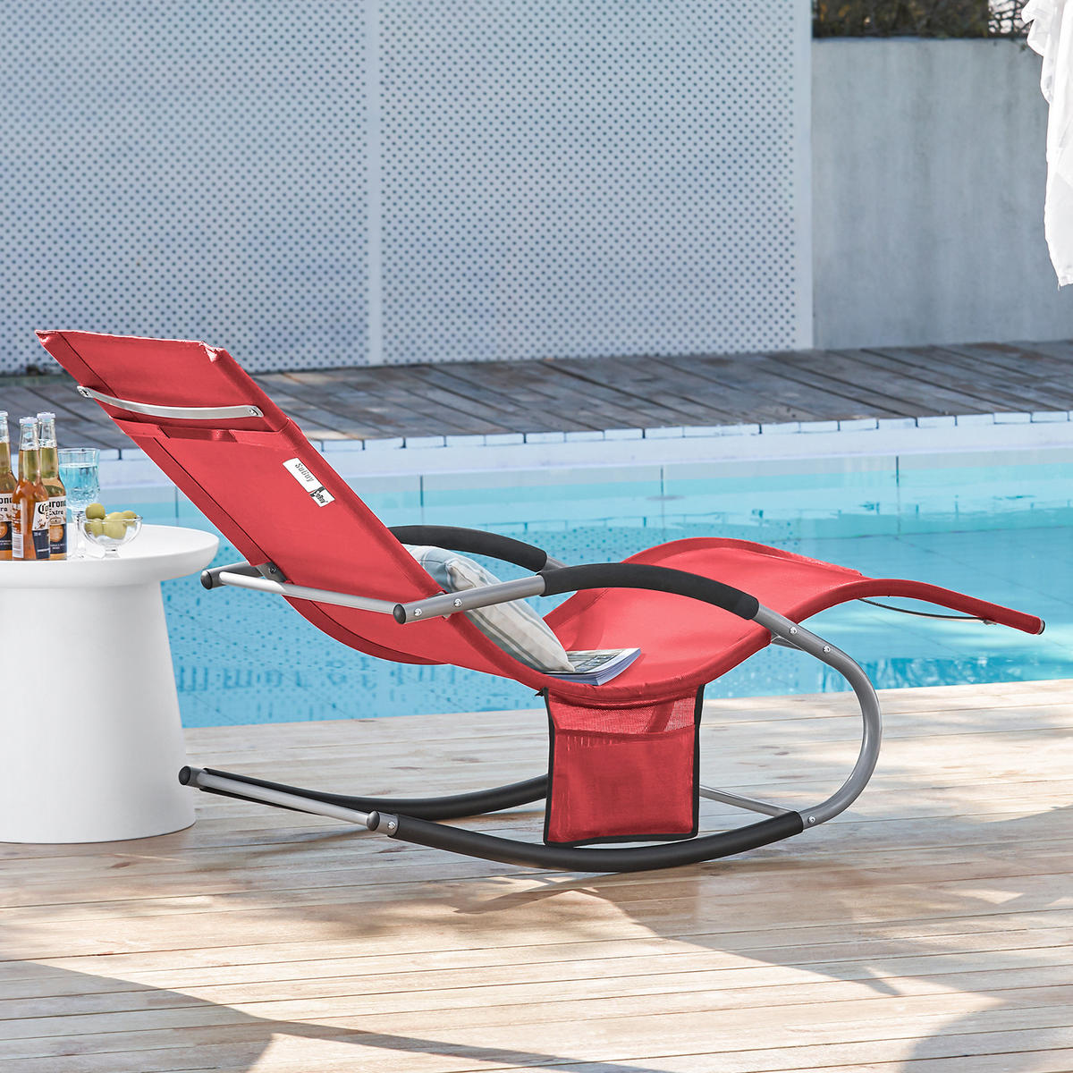 SONNENLIEGE 2er Set Rot - Rot, Metall (63/83/150cm) - SoBuy