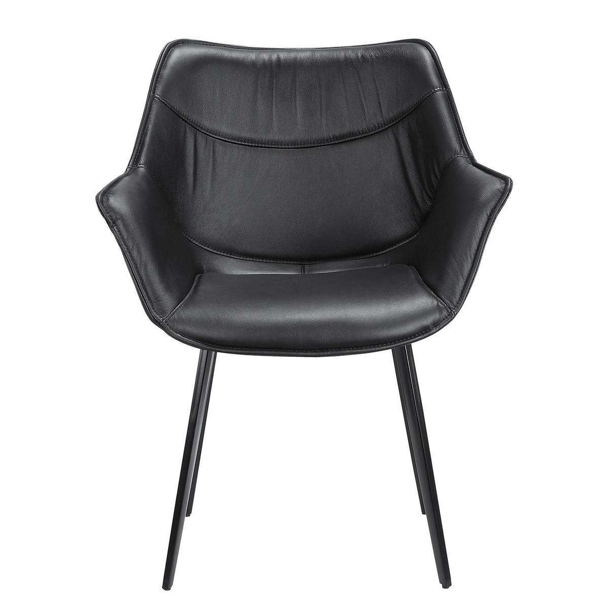 ESSZIMMERSTUHL - Metall - Schwarz, Leder (63/82/65cm) - home24