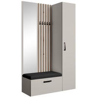 GARDEROBE Margaret II 121/203/43 mit Lamellen und Hochschrank - Kaschmir/Schwarz, Holzwerkstoff/Kunststoff (121/203/43cm) - Beautysofa