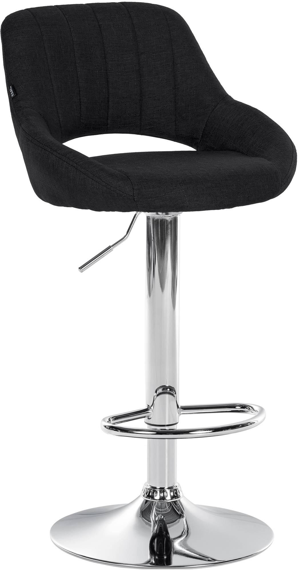 BARHOCKER Stoff schwarz - Chromfarben/Schwarz, Textil/Metall (47/85/48cm) - CLP