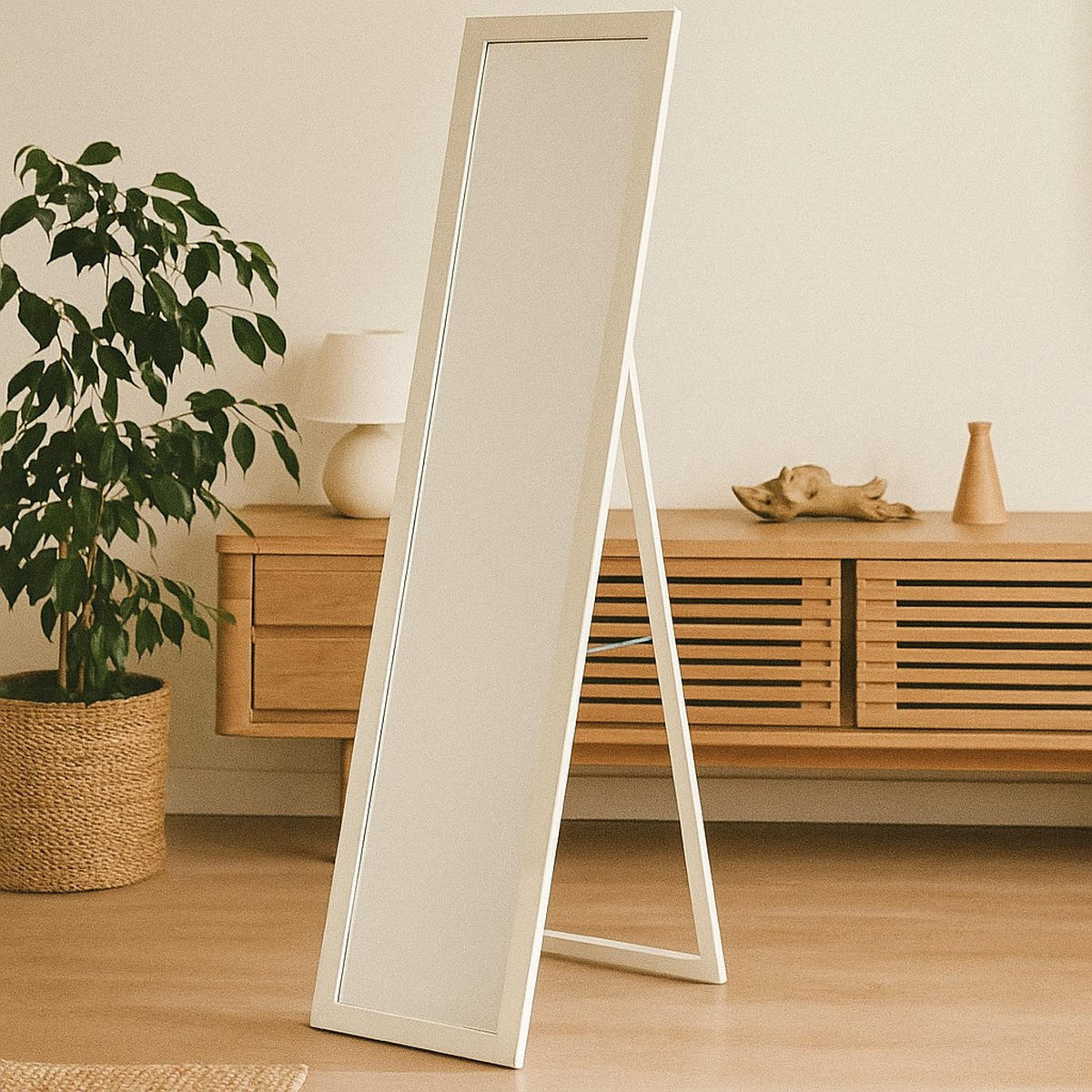 STANDSPIEGEL Havlys 37/127 cm - Weiß, Holzwerkstoff (37/127/1.5cm) - EDAXO