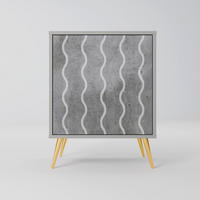SIDEBOARD WAVES OF CONCRETE, Grau, 57,5x42x75,5 cm, Goldfarbene Metallfüße - Goldfarben/Multicolor, Holzwerkstoff/Metall (57.5/75.5/42cm) - SpaceRebels