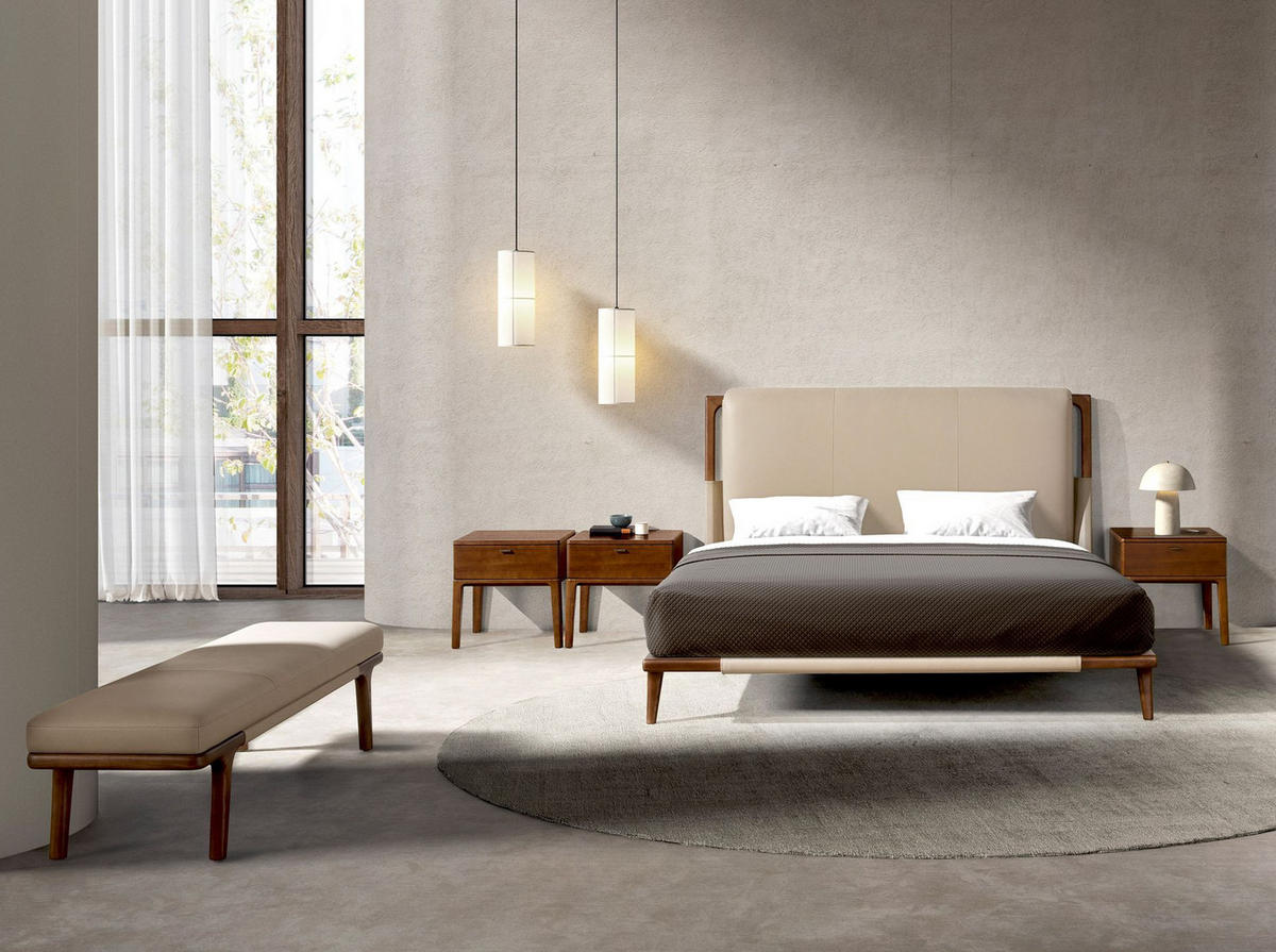 HOCKERBANK Nerz-Kunstleder-Bank 162/50/43 cm - Dunkelbraun/Walnussfarben, Leder/Holz (162/43/50cm) - ANGEL CERDA