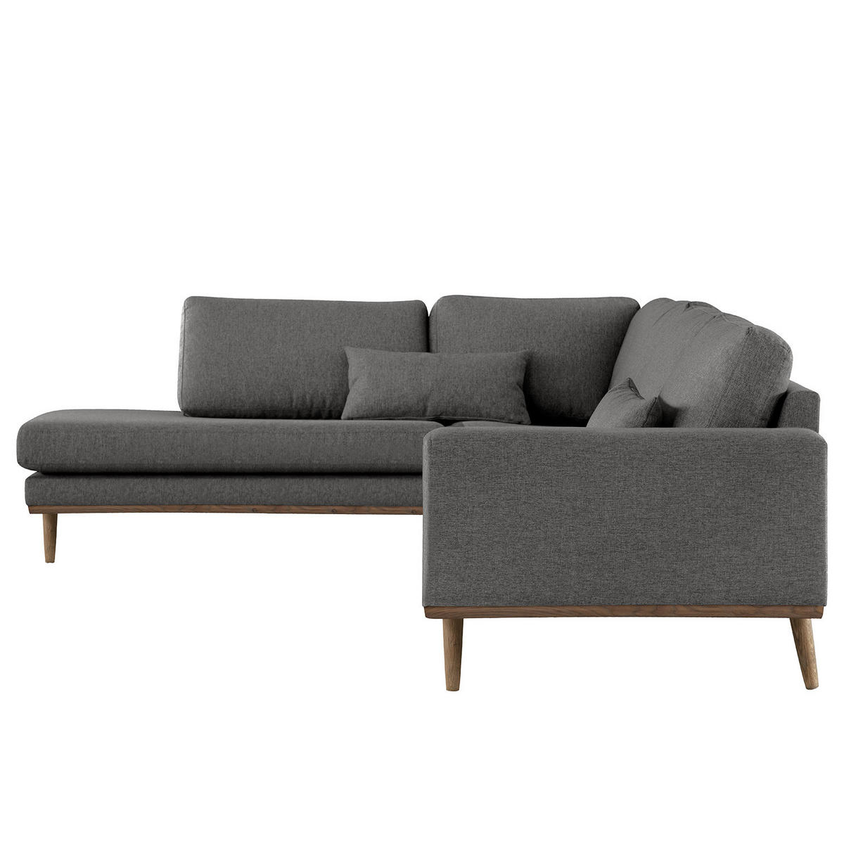 ECKSOFA mit Ottomane - Eichefarben/Dunkelgrau, Eichenholz/Textil (287/219cm) - home24