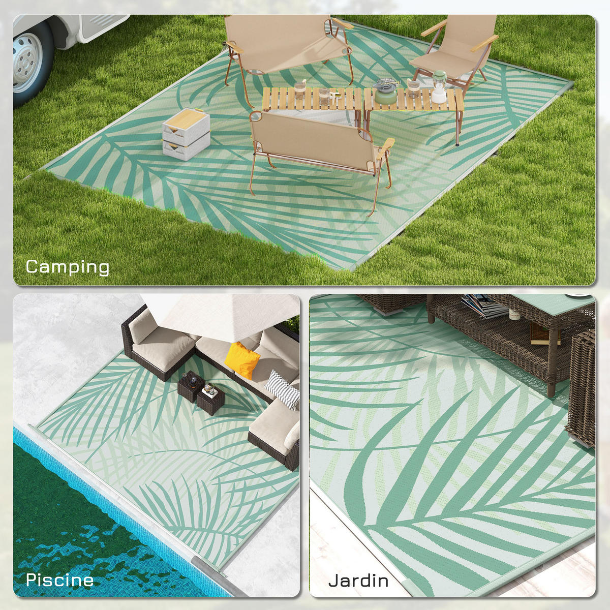 OUTDOORTEPPICH DE-18911 Creme/Grün - Grün, Kunststoff (274/365cm) - ComfortXL