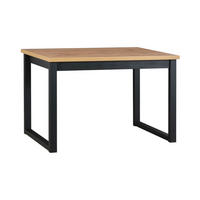 ESSTISCH Ikon 3 S - Eiche Wotan/Schwarz, Holz/Metall (80/120/79cm) - Leaf Design