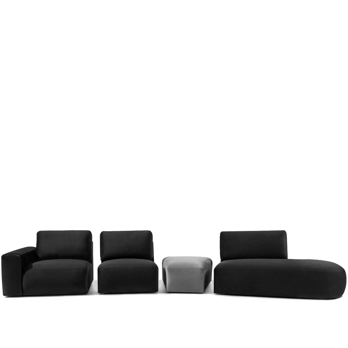 5-SITZER ECKSOFA ZUCCO Velour rechts, Dunkelgrau - Dunkelgrau, Textil (430/84/105cm) - KONSIMO®