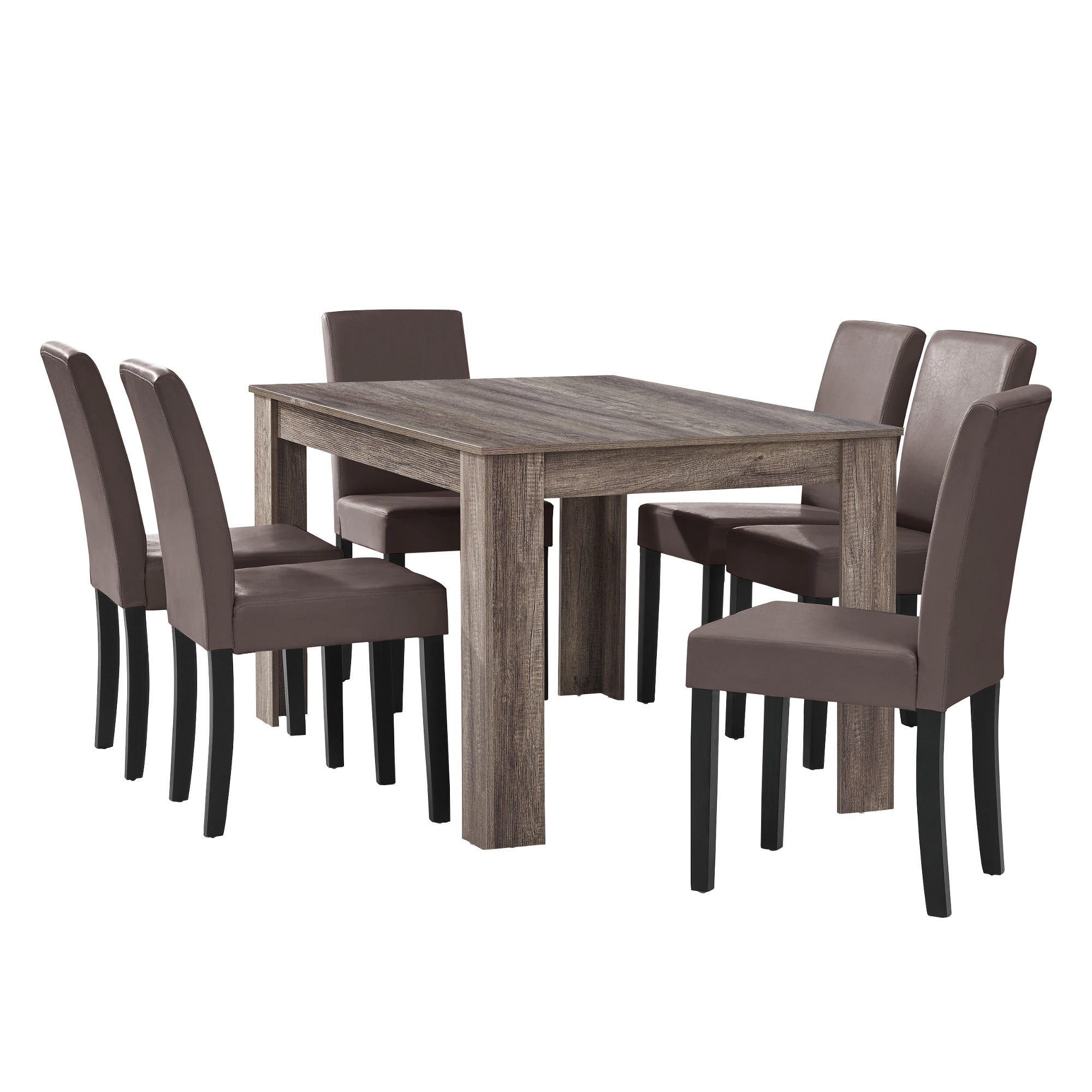 TISCHGRUPPE Forssa - Dunkelbraun/Braun, Holz/Holzwerkstoff (140/77/90cm) - [en.casa]