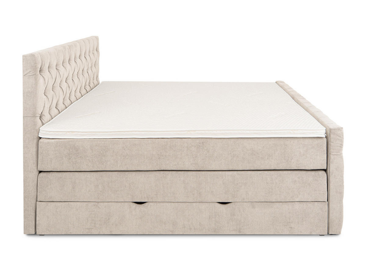BOXSPRINGBETT London beige 180/200 cm H3/H4 Samt - Beige, Textil (180/200cm) - wonello