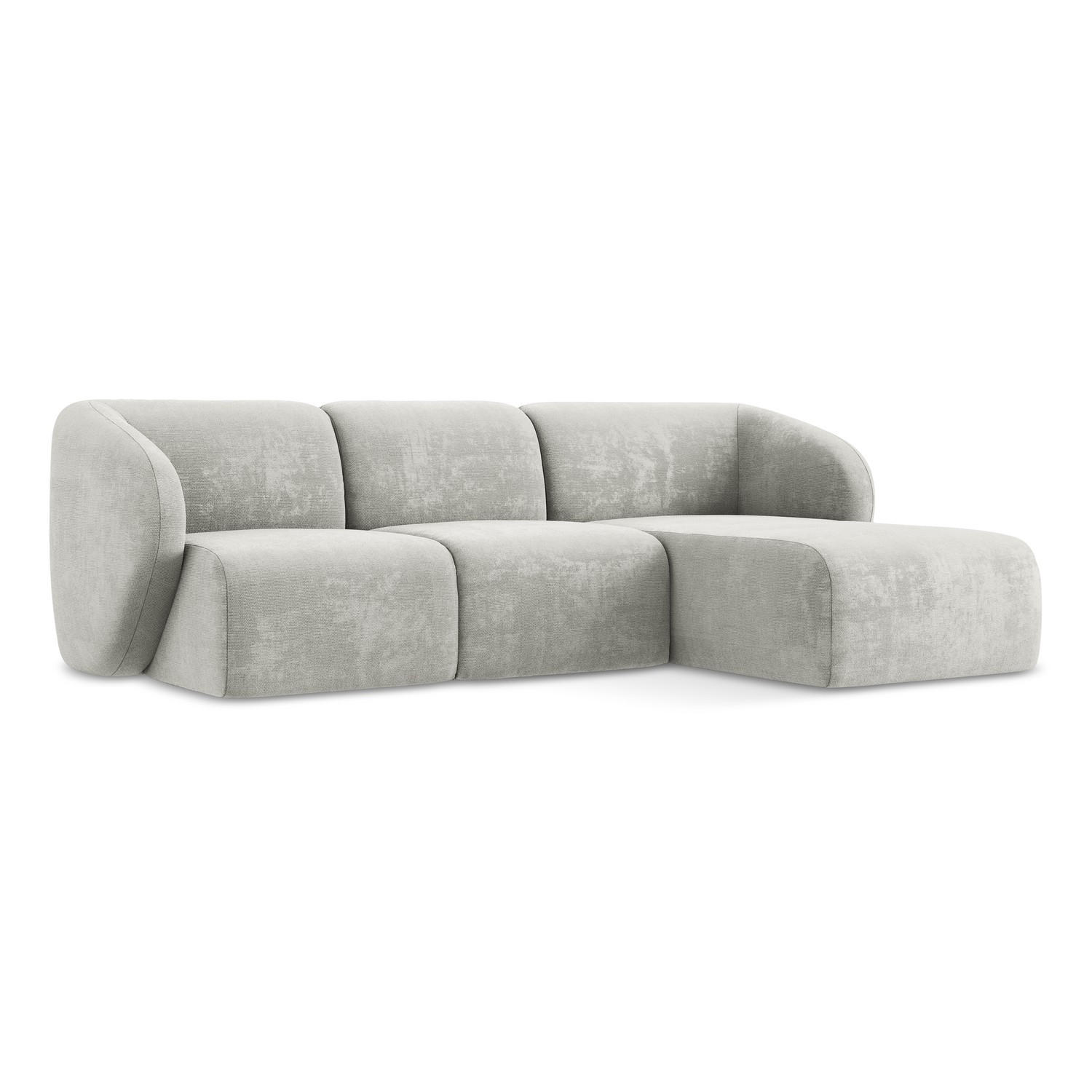 ECKSOFA Rechts Chenille Stoff Grau - Hellgrau/Schwarz, Holzwerkstoff/Kunststoff (248/166cm) - LaMiaSofa