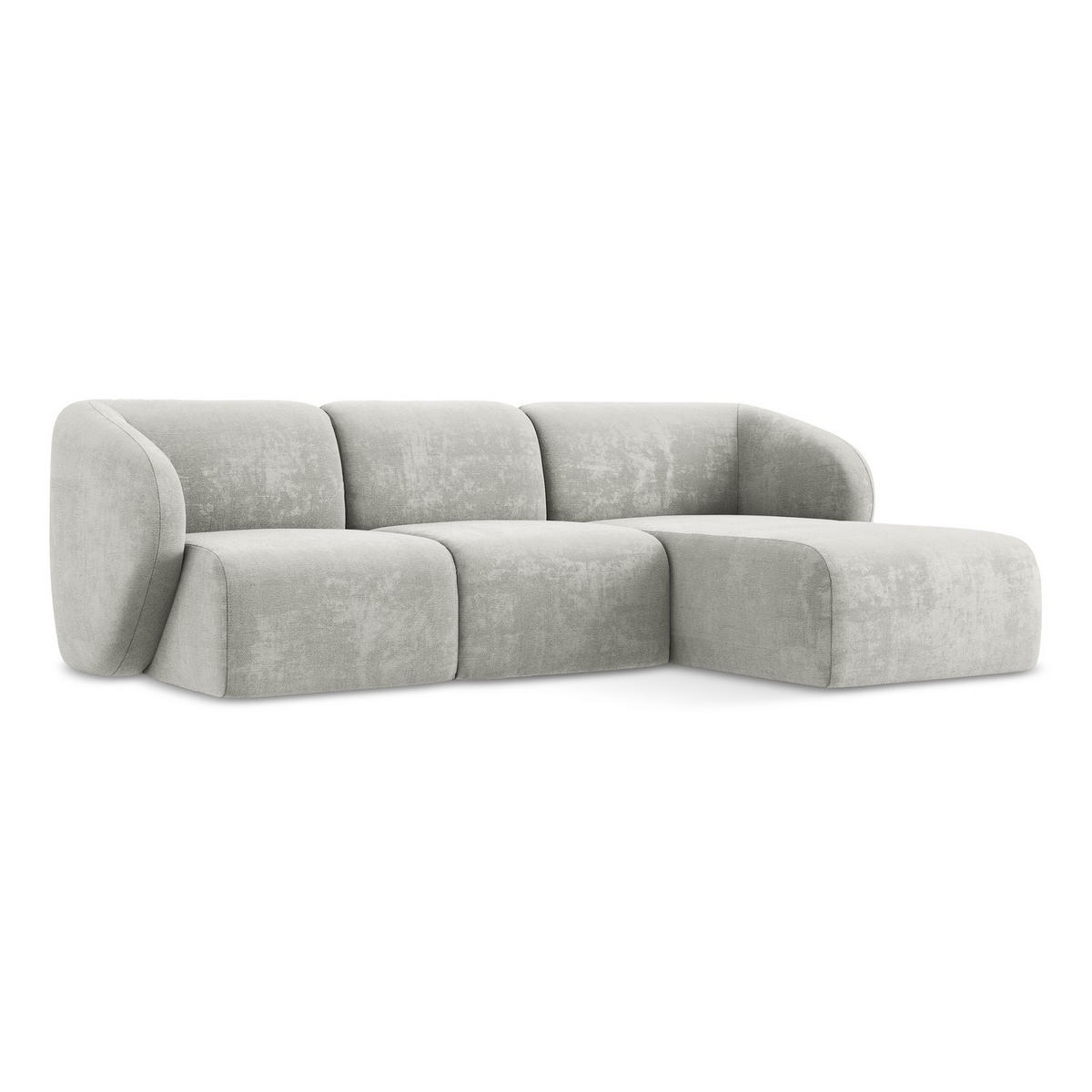 ECKSOFA Rechts Chenille Stoff Grau - Hellgrau/Schwarz, Holzwerkstoff/Kunststoff (248/166cm) - LaMiaSofa