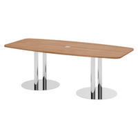 KONFERENZTISCH klein KT22 103/220/74,5 cm in Nussbaumfarben/Chromsäulen - Chromfarben/Nussbaumfarben, Holzwerkstoff (103/220/74.5cm) - bümö