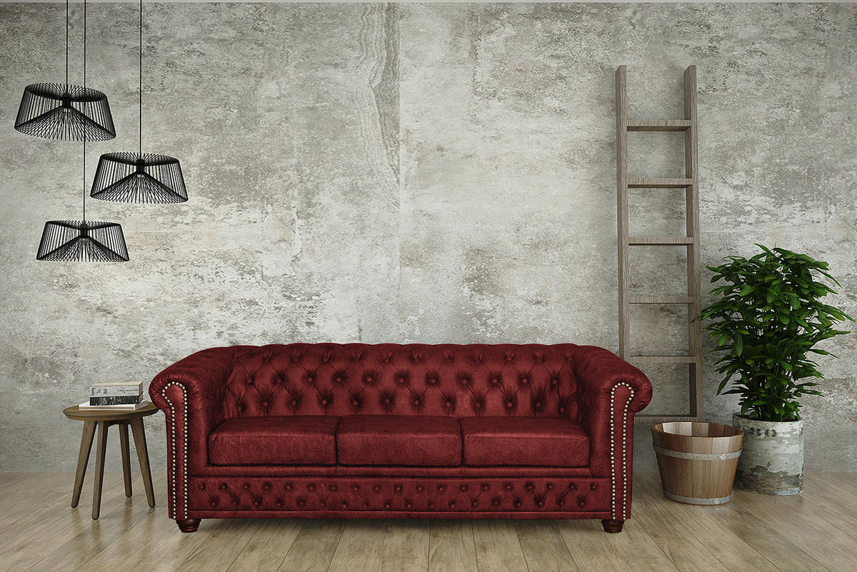 3-SITZER SOFA - Bordeaux, Kunststoff (203/72/86cm) - home24