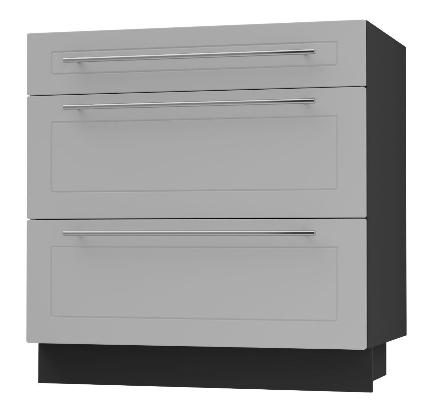 SCHUBLADENUNTERSCHRANK Kvantum D3A/80 80 / 50 / 82cm - Schwarz/Grau, Holz/Holzwerkstoff (80/82/50cm) - Feldmann-Wohnen