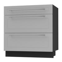 SCHUBLADENUNTERSCHRANK Kvantum D3A/80 80 / 50 / 82cm - Schwarz/Grau, Holz/Holzwerkstoff (80/82/50cm) - Feldmann-Wohnen