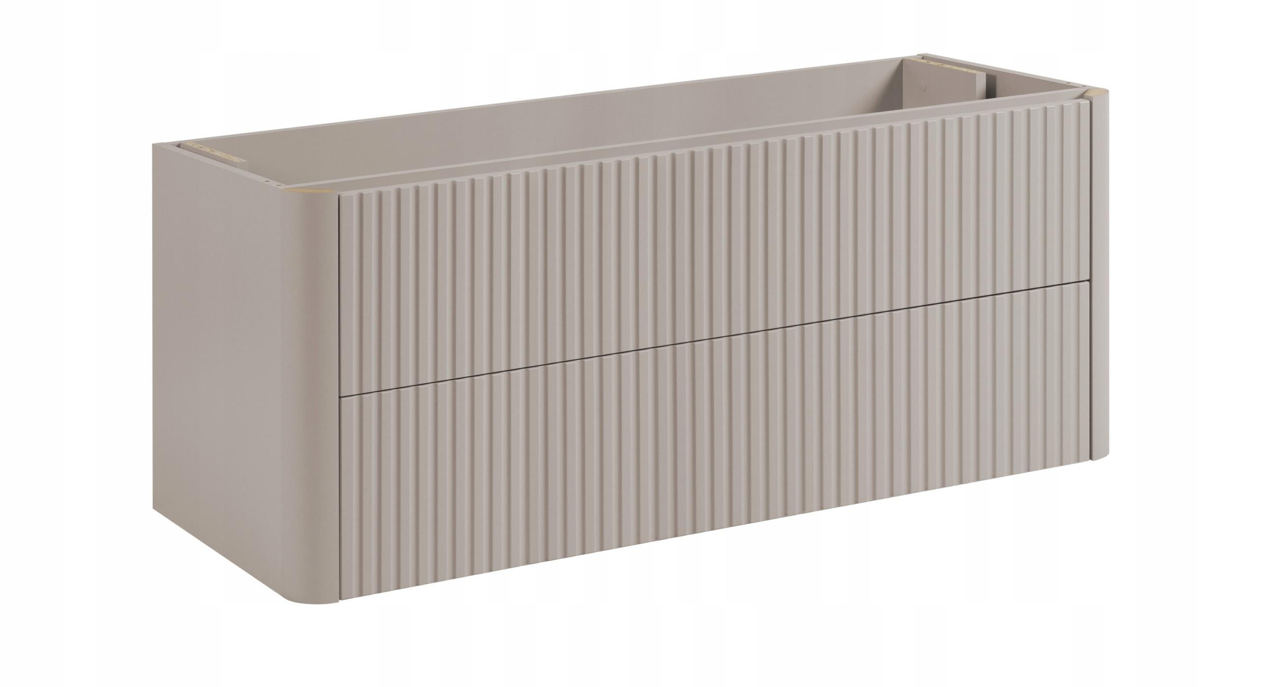 WASCHBECKENUNTERSCHRANK LINEA hängend geriffelt Kaschmir matt 120/48/44 cm - Kaschmir, Holzwerkstoff (120/48.4/43.7cm) - Rodan