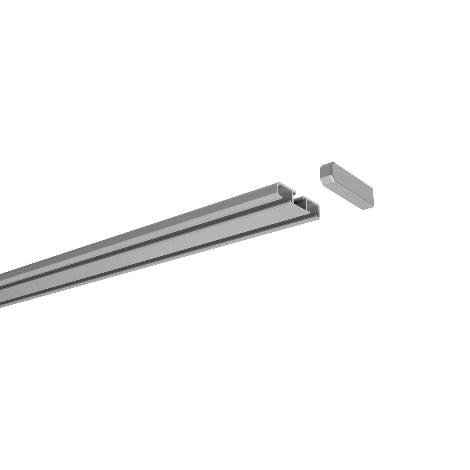 GARDINENSCHIENE Slimline 280 cm (geteilt in 2 x 140 cm), 1-/2-läufig Silbergrau - Silberfarben/Alufarben, Metall (4/1.1/280cm) - INTERDECO