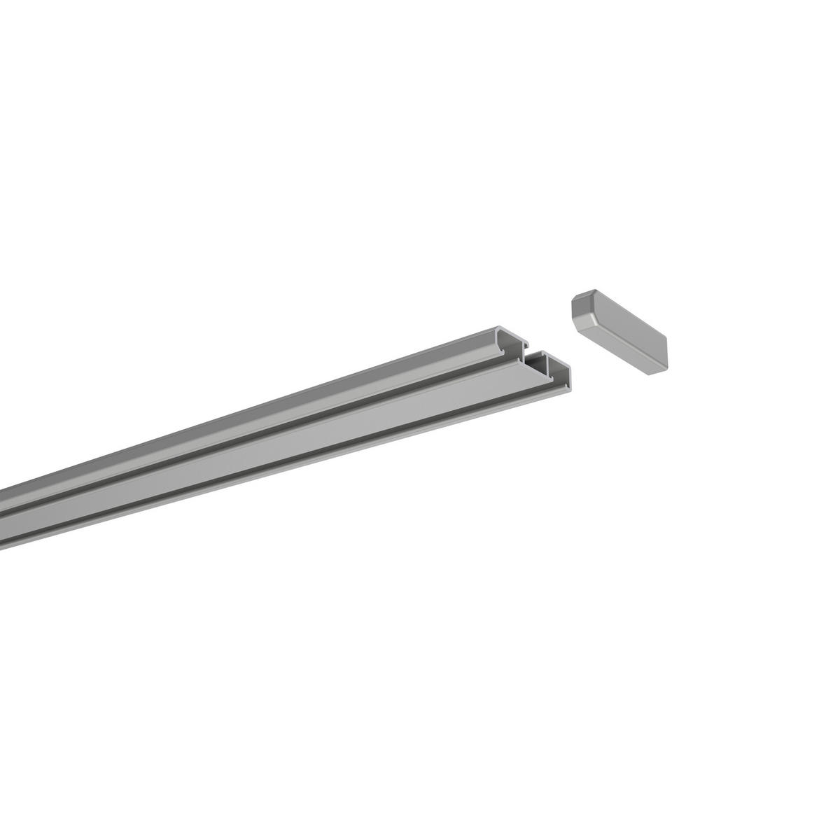 GARDINENSCHIENE Slimline 160 cm, 1-/2-läufig Silbergrau - Silberfarben/Alufarben, Metall (4/1.1/160cm) - INTERDECO