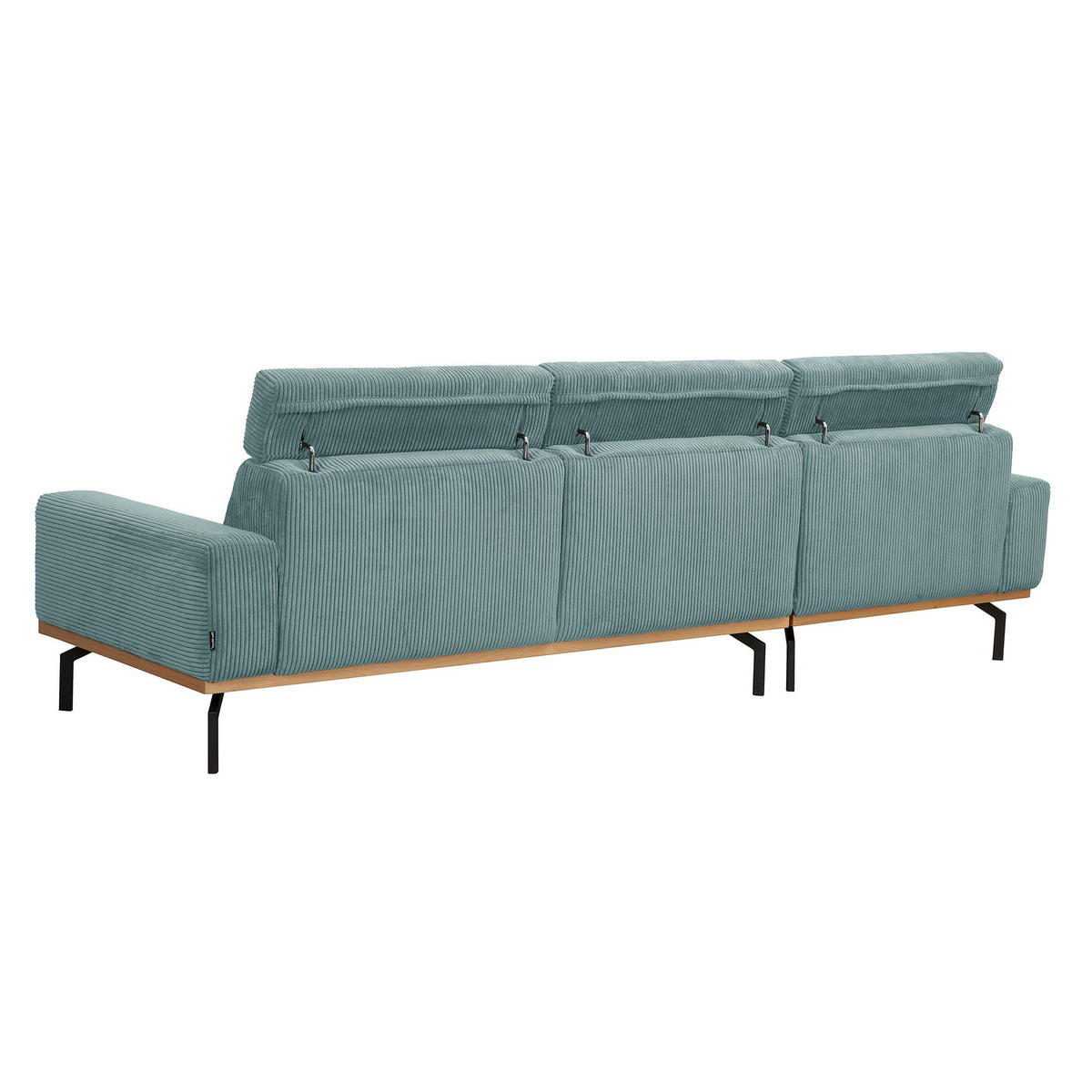 ECKSOFA mit Longchair links Katrien Cordstoff eisblau - Pastellblau, Kunststoff (135/280cm) - 58aufmkessel