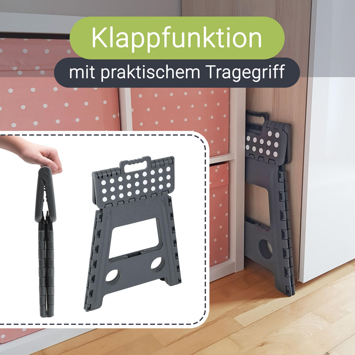 KLAPPHOCKER, 100% Kunststoff - Anthrazit, Kunststoff (29/39/22cm) - Zollner