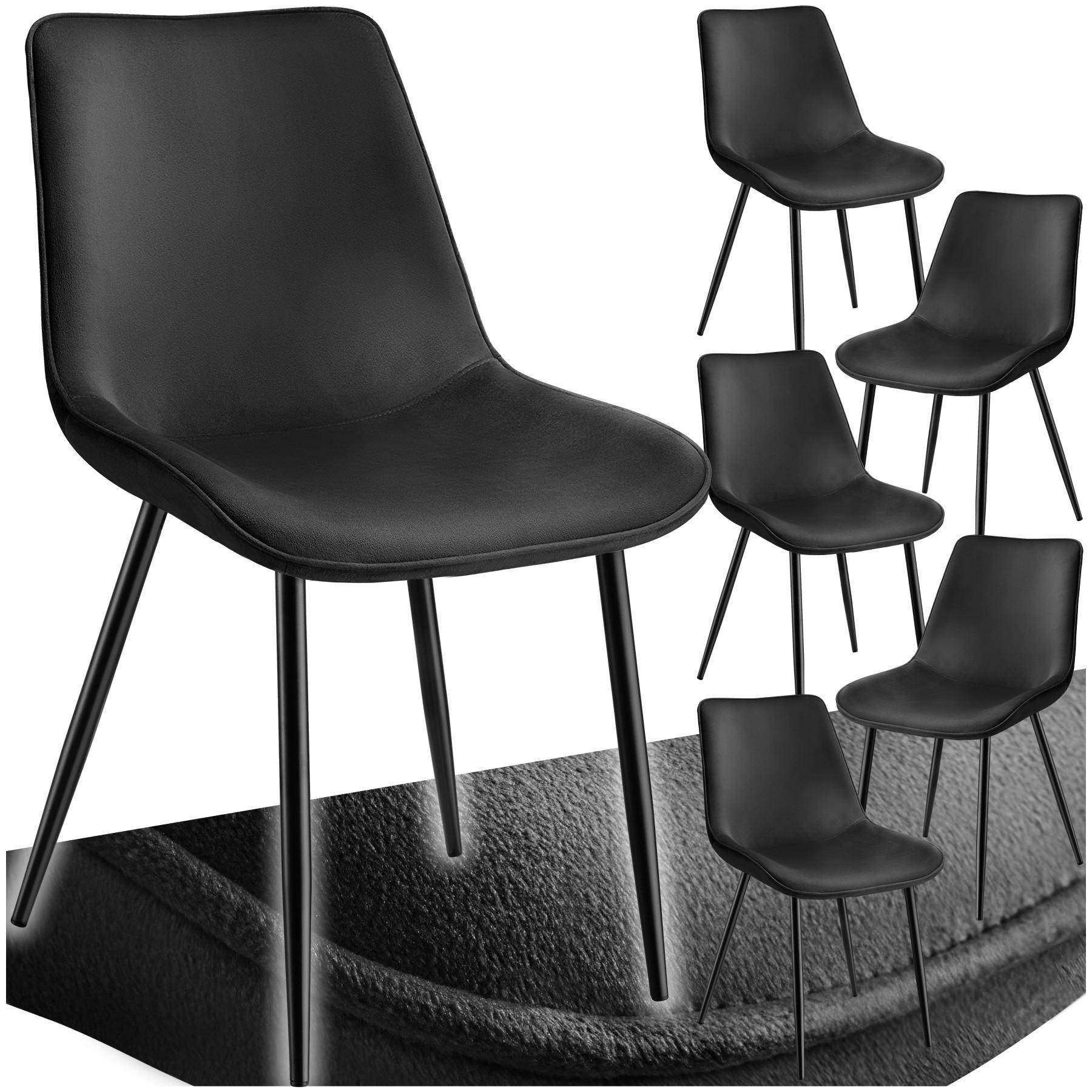 STUHL 6er Set Monroe 48 x 59 x 82 5 cm schwarz - Schwarz, Textil (48/82.5/59cm) - tectake